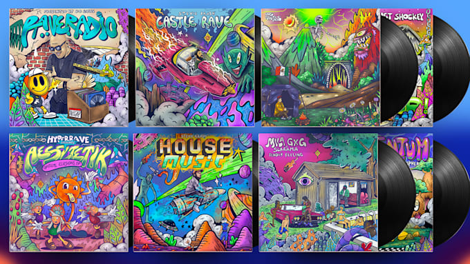 create psychedelic rap album cover art single mixtape