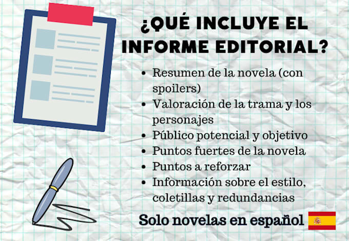 realizaré un informe profesional de tu relato o novela