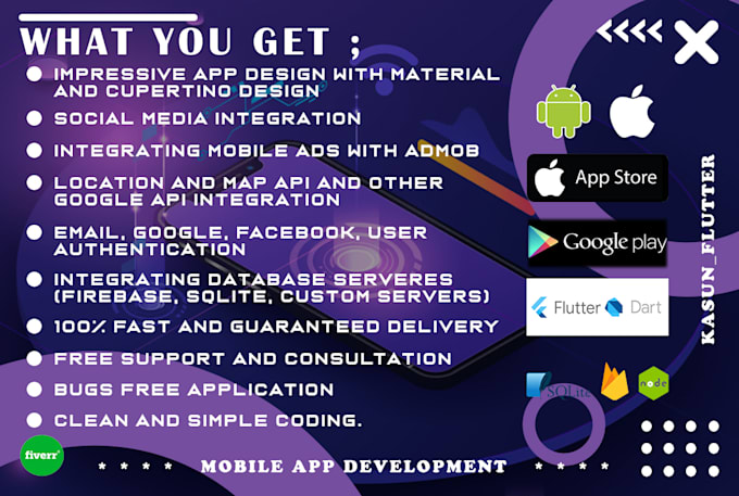 develop mobile app android, ios with flutter with rest API