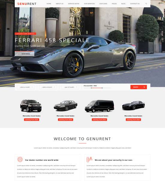 make car rental wordpress website