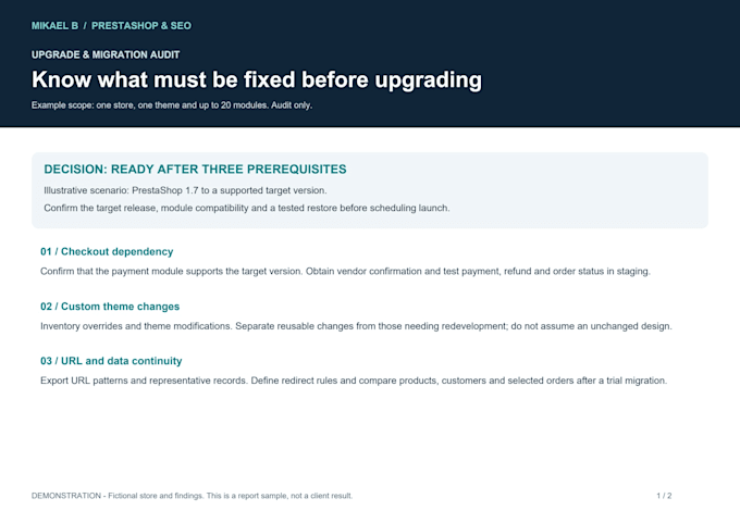 assess your prestashop upgrade and migration risks