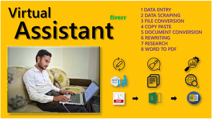 be your VA for data entry, data mining, research and for typing jobs