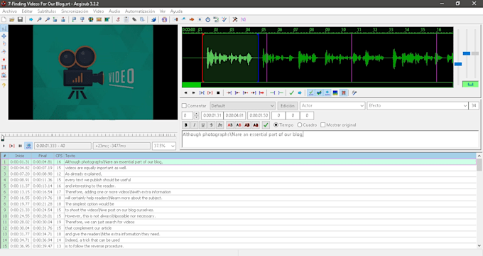 fix and edit your srt file in english and spanish
