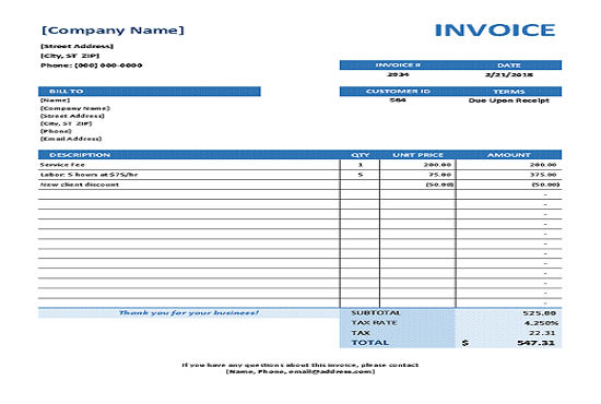 Invoice Example Myr Design commercial invoice template or quotation for your business by ...