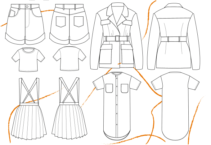 I will do fashion design and clothing technical flat sketch #ad ,  #advertisement, #cl…