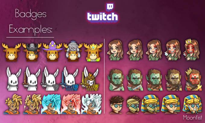 create a twitch set of sub badges and or emotes for you