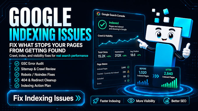 fix google search console indexing errors and perform website seo audit reports
