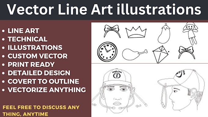 draw technical line art vector illustrations and instructions manual