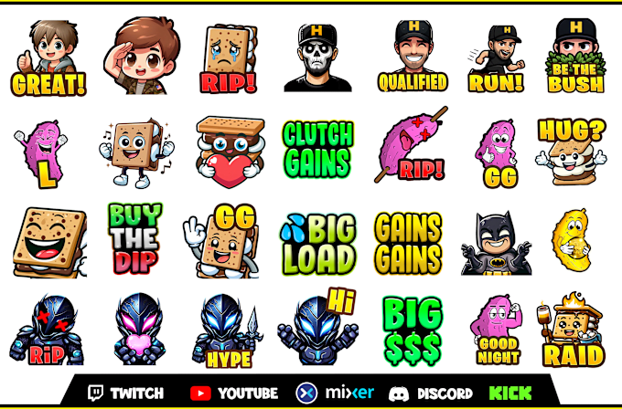 draw emotes , sub badges , emojis for youtube twitch discord kick