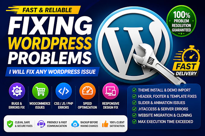 fix your wordpress, woocommerce, css, js issue and bugs