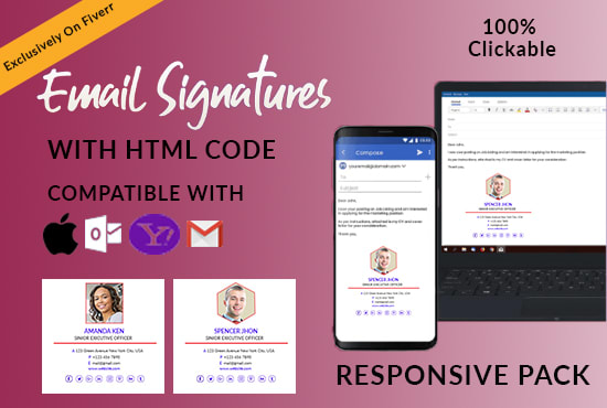 make clickable HTML email signature for gmail,yahoo etc