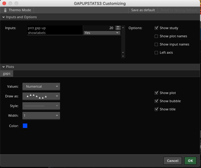 gap up stats for thinkorswim