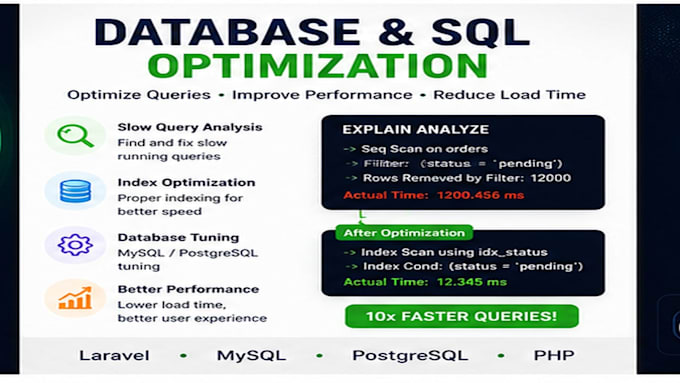 optimize PHP laravel website speed database and slow queries