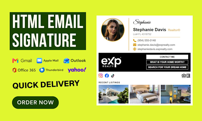 design a clickable HTML email signature