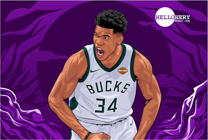 draw sport photo into cartoon illustrations