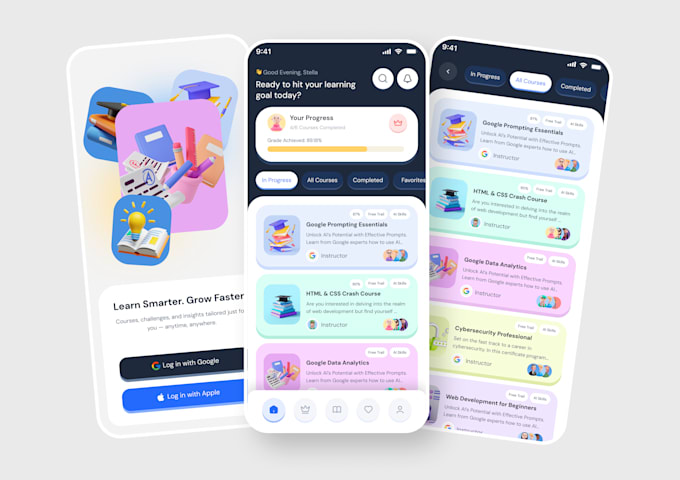 do mobile app UI UX design with clickable prototype in figma