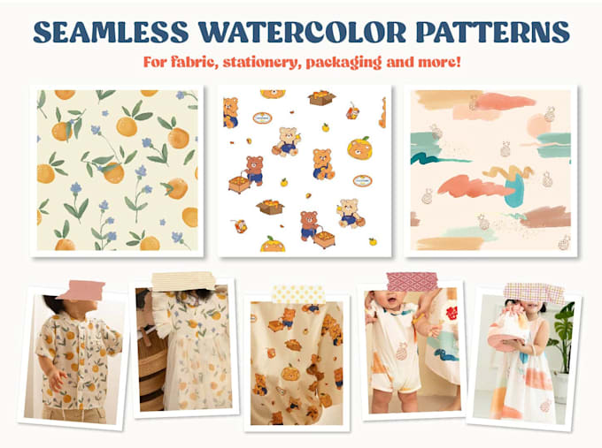 create a seamless digital watercolor style pattern