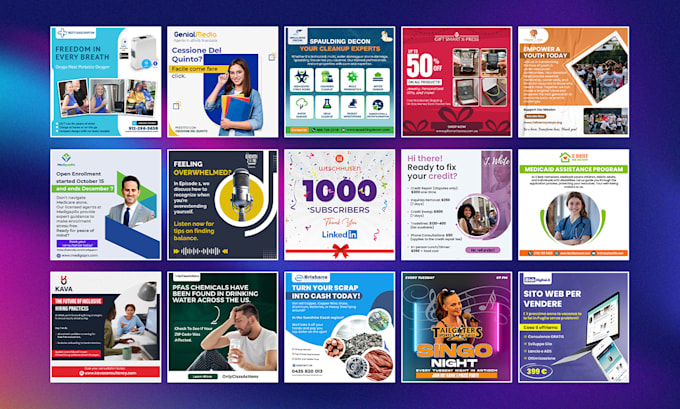 create social media post designs for facebook, instagram and linkedin ads