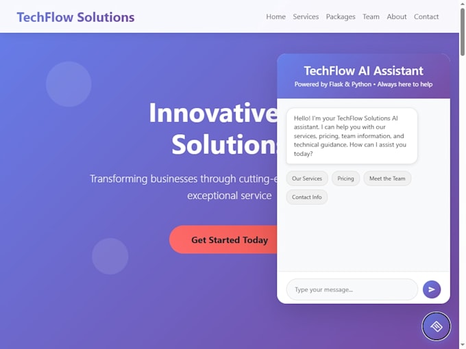 build flask website with chatbot using python no database