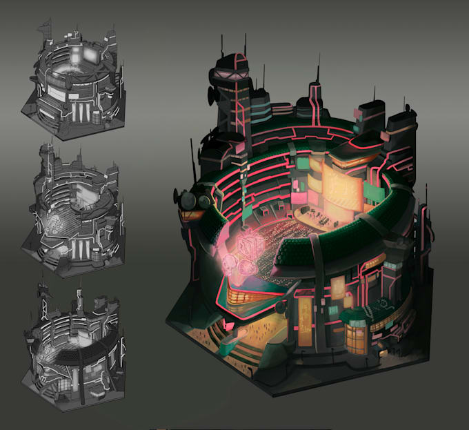 design buildings and props for backgrounds