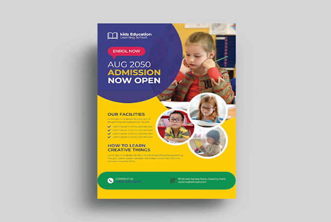 design school college university education flyers or poster in 24 hours