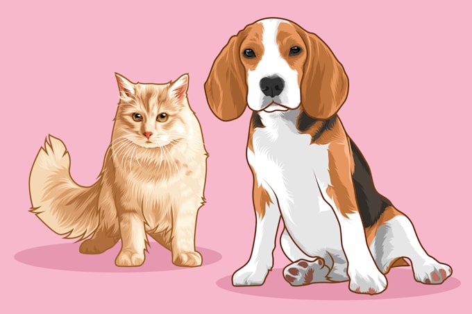 draw your dog cat or pet animals in vector art illustration