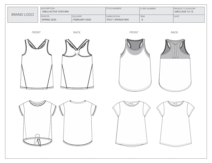 create a fashion apparel tech pack for commercial use