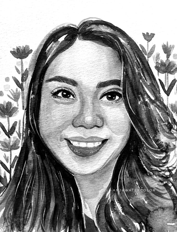 Paint your black and white portrait using watercolor by Karyaanja Fiverr