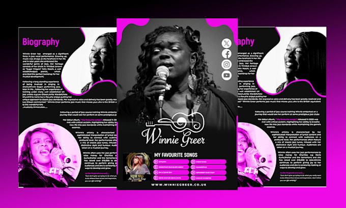 design a professional media kit, press kit, epk,clickable links