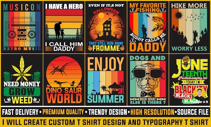create custom t shirt design and typography t shirt