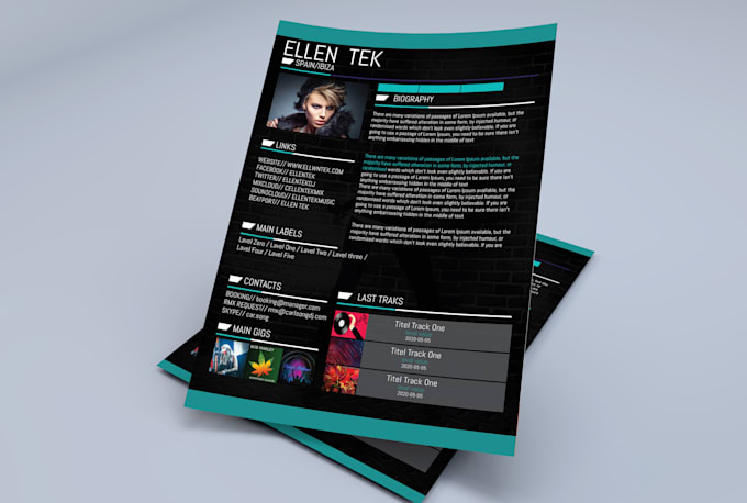 design press kit, media kit, epk for dj, author, singer, podcast, model