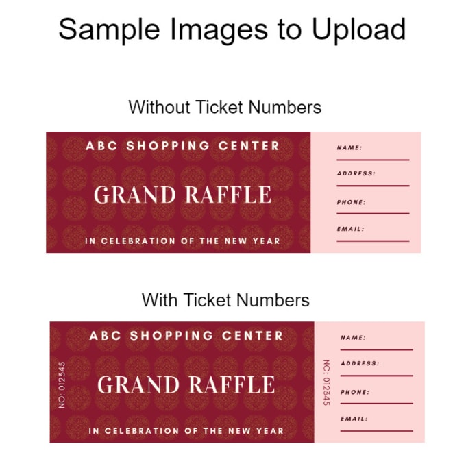create printable pdf with cutting lines and auto numbering for raffle