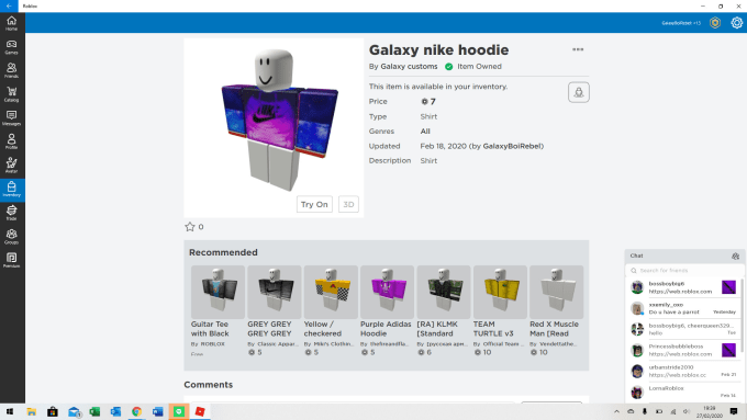 Roblox Custom Clothing Top Quality By Joetheshirtdev - how to get the original galaxy nike hoodie in roblox for