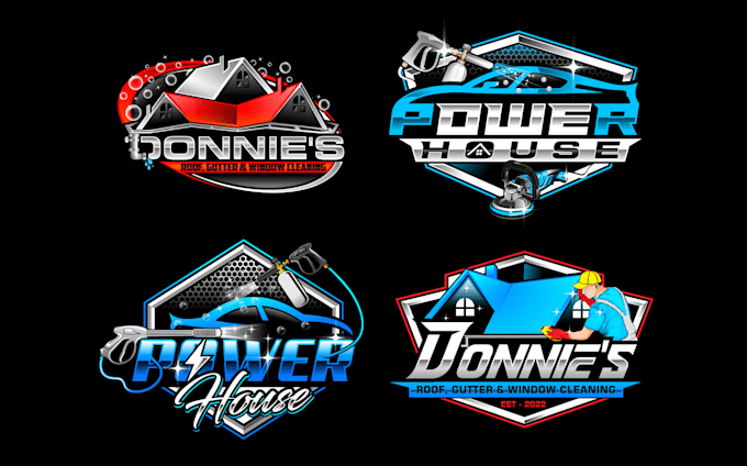 do pressure power washing car cleaning home painting logo with stationery design