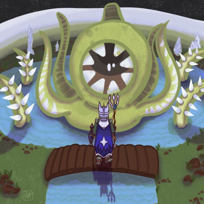 Draw a runescape character and scene in my style by Osrsart Fiverr