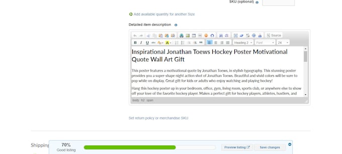 do bonanza listing with SEO title and product description