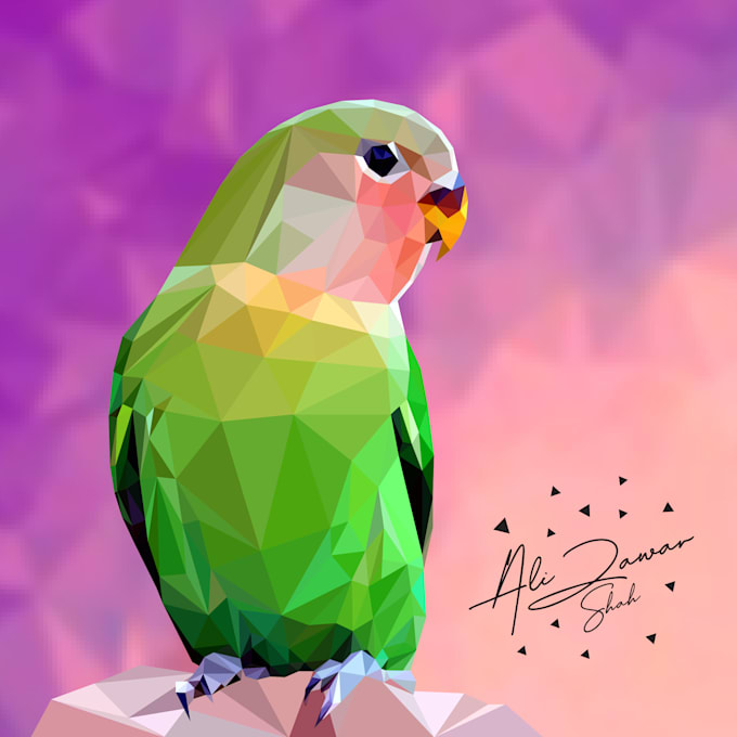 make your portrait into a polygonic, polygon, polygonal and low poly