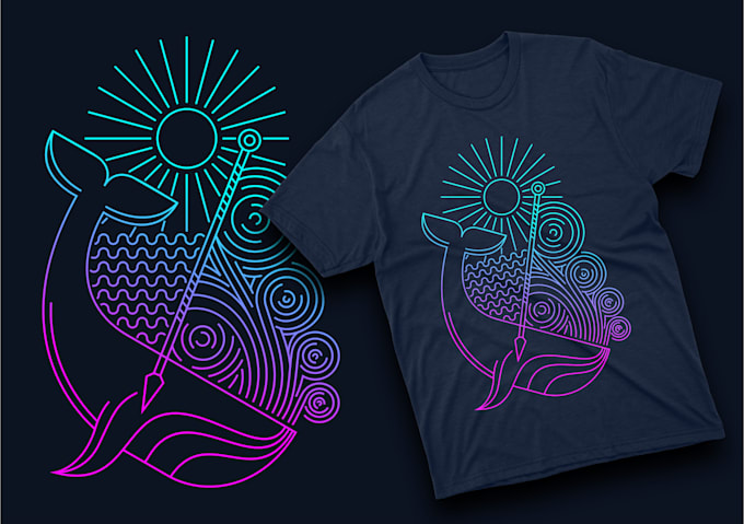 create tshirt design unique monoline art for your brand