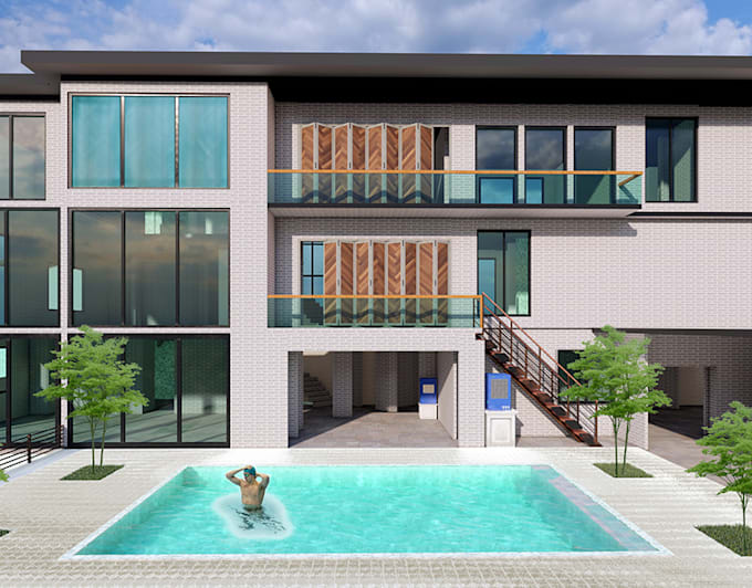 design exterior 3d model and realistic rendering