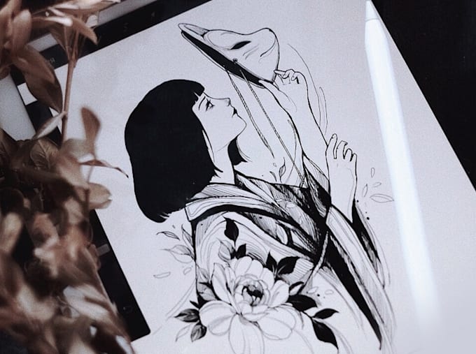 design a professional line art tattoo for you