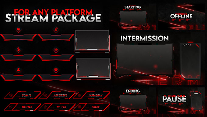 create a professional animated stream overlay stream package