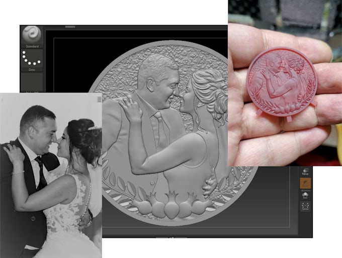 sculpt printable coin 3d model, bas relief medallion