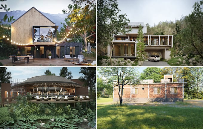 do architectural design 3d modelling, high quality rendering