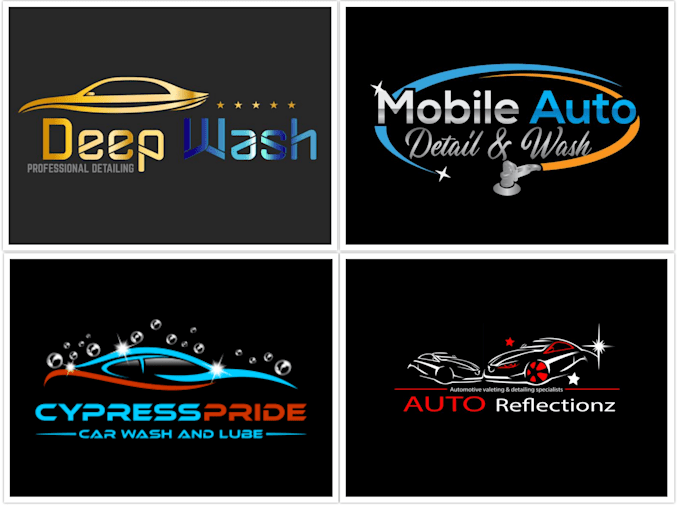 design interesting auto detailing shop and car wash logo