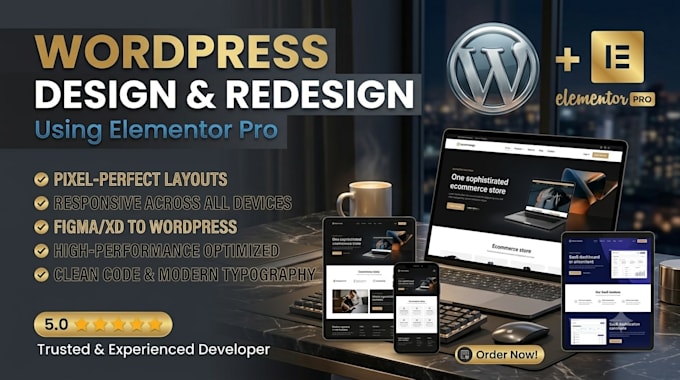 develop responsive wordpress website design or redesign using elementor pro