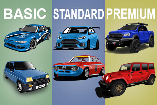 draw your car vexel vector cartoon within 24 hours