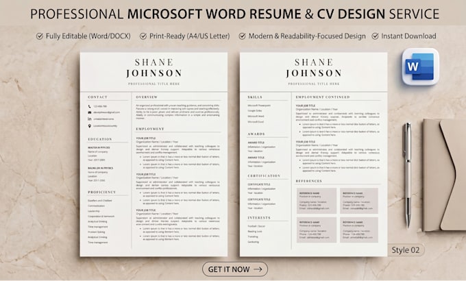 design your resume or CV in microsoft word