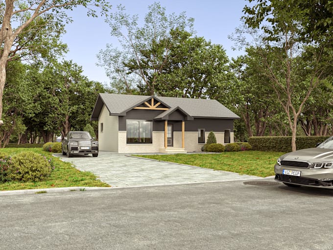 do 3d house rendering, exterior rendering in sketchup