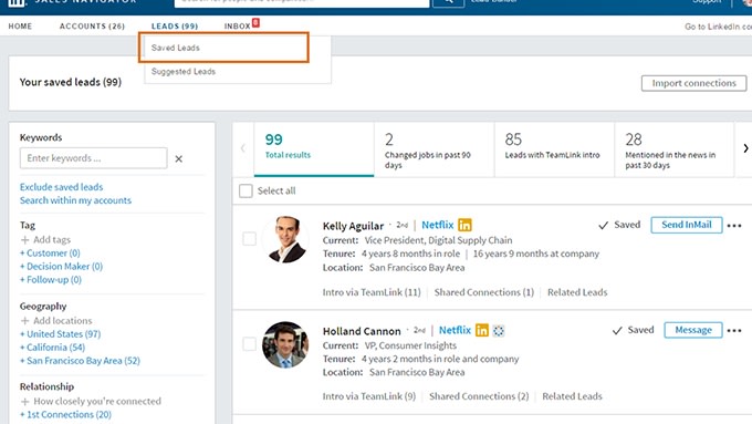 do b2b lead generation by using linkedin sales navigator