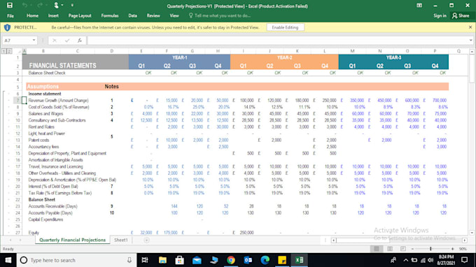 dynamic financial modeling, projection, forecasting, investors business plan